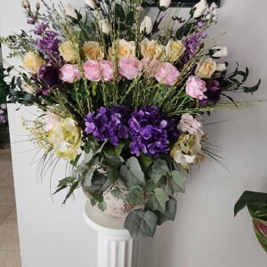 Large Stones Potted Arrangement with White Pillar #3108